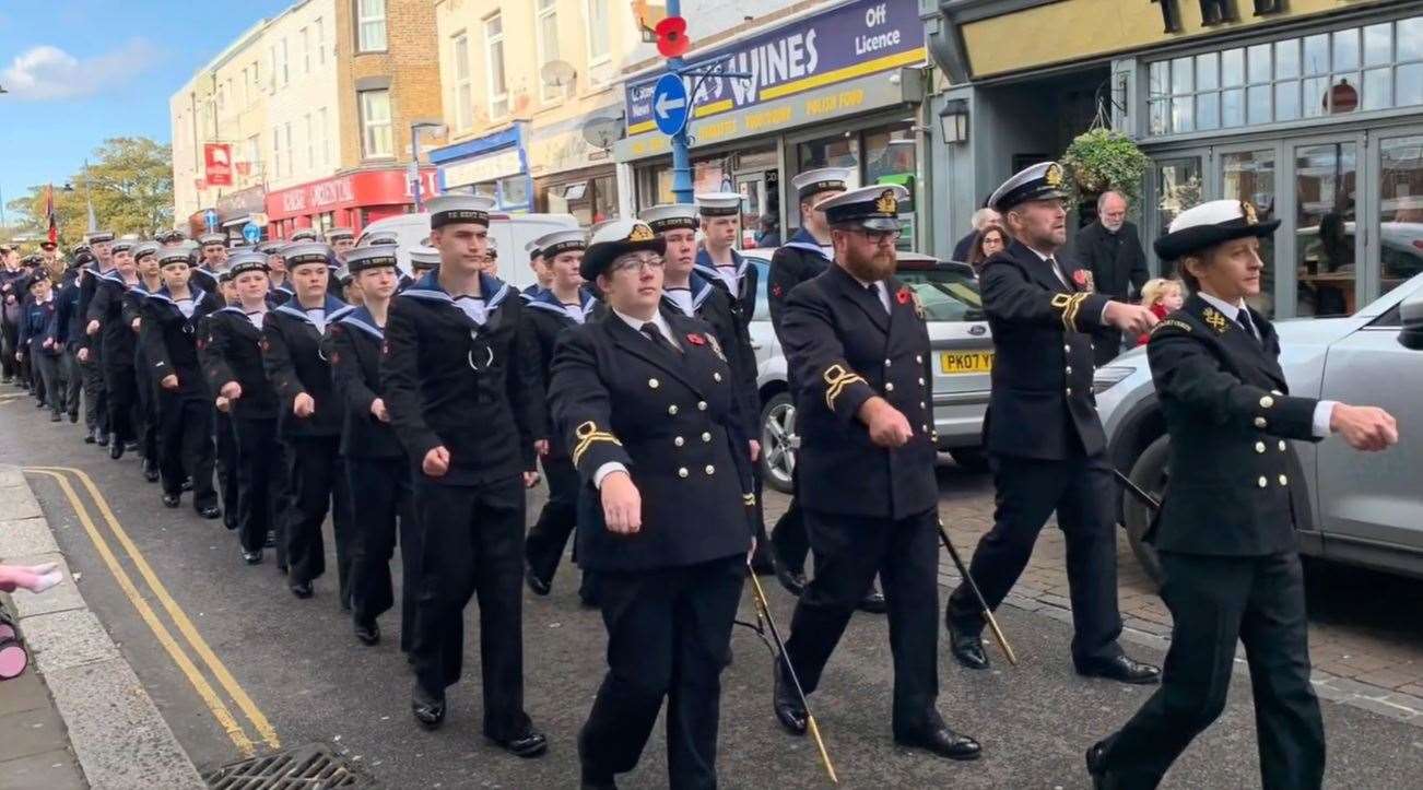 Sheppey Sea Cadets marching through Sheerness