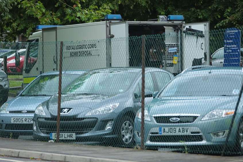 A Royal Logistics Corp vehicle at the site of the firework scare. Picture: Martin Apps