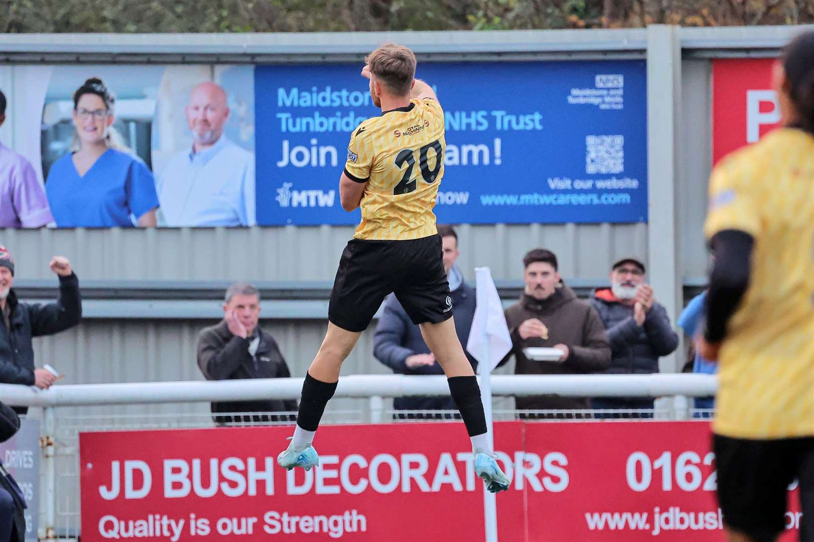 Antony Papadopoulos celebrates after giving Maidstone the lead. Picture: Helen Cooper