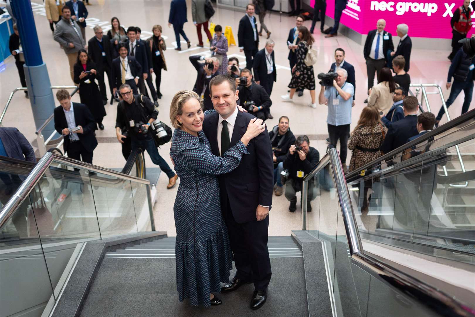 Robert Jenrick poses with his wife Michal Berkner at the Conservative Party Conference (Stefan Rousseau/PA)