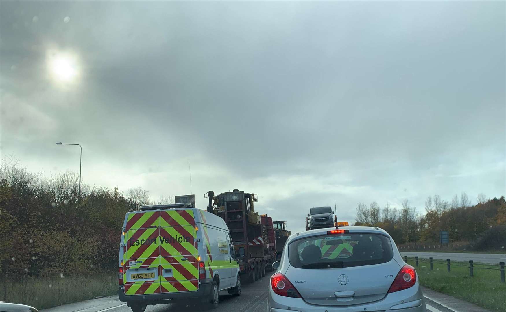 Traffic queues on the A249