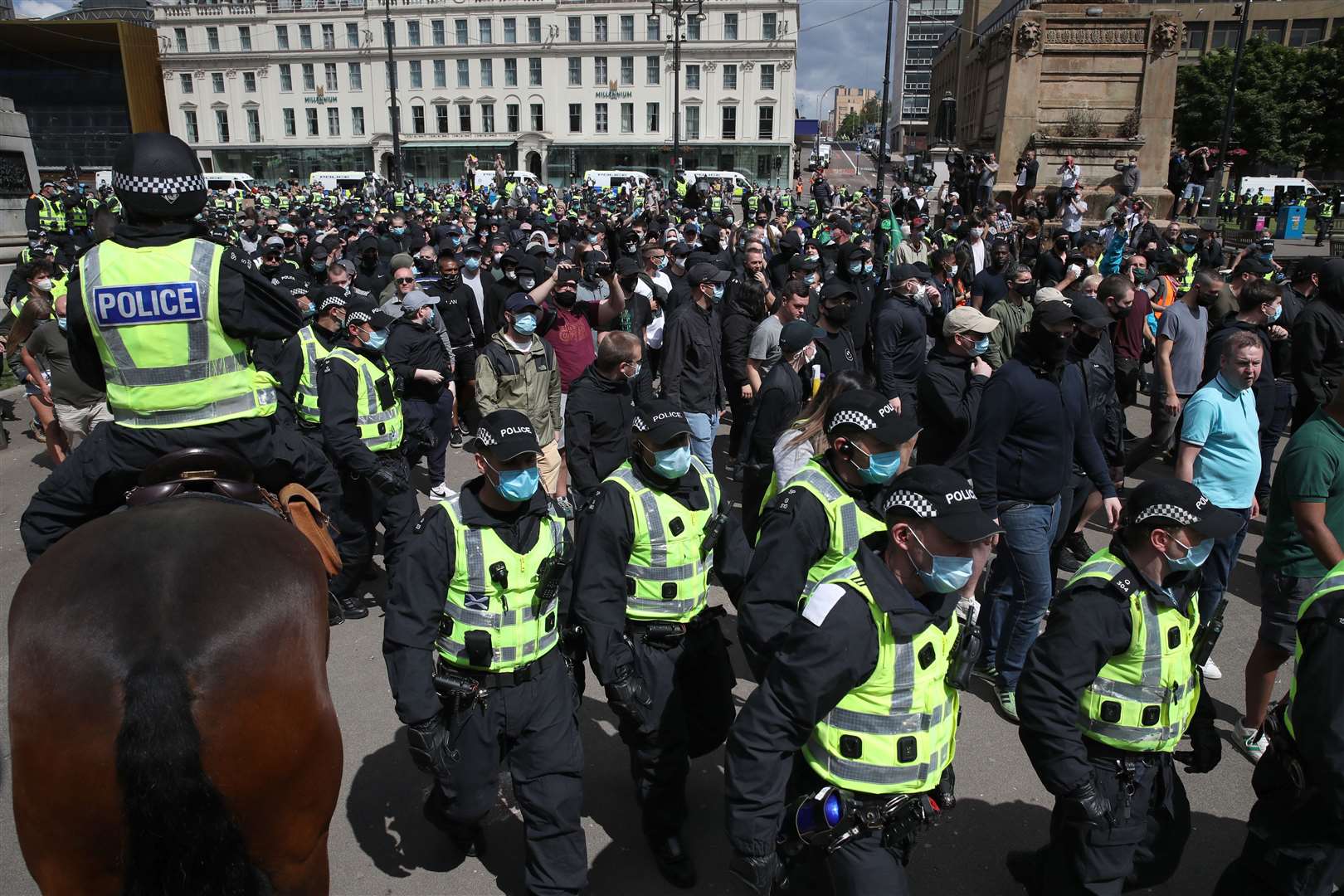 More than 100 officers were in place at the square (Andrew Milligan/PA)