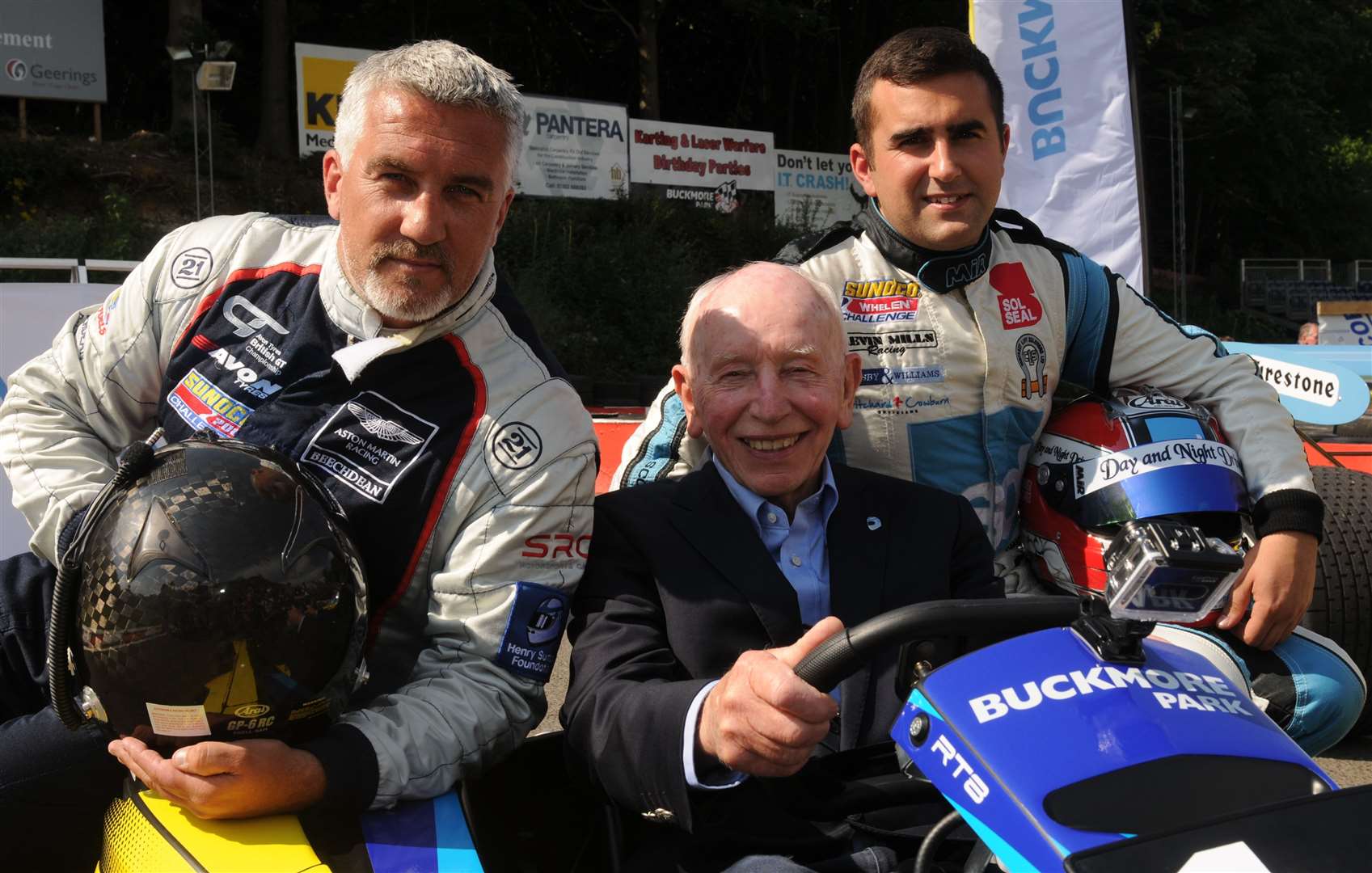Celebrity baker Paul Hollywood and GT racer Scott Malvern attended a launch event in 2015 after John Surtees bought the circuit. Surtees's daughter Leonora now runs Buckmore. Picture: Steve Crispe