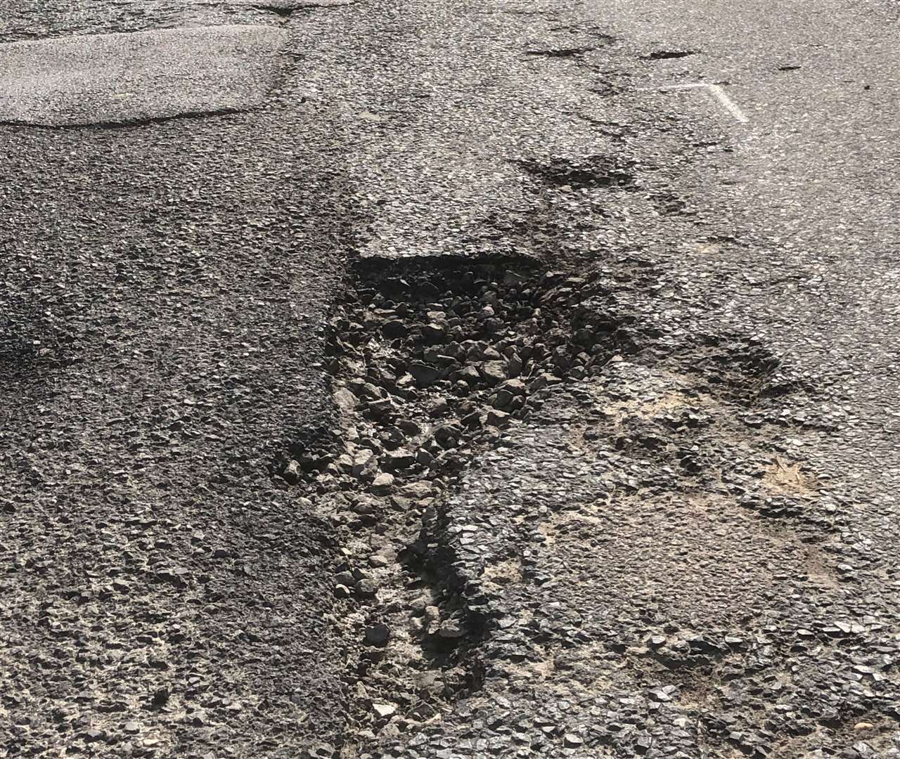 Potholes like this one on Monk's Hill in Smarden are yet to be addressed in KCC's pothole blitz