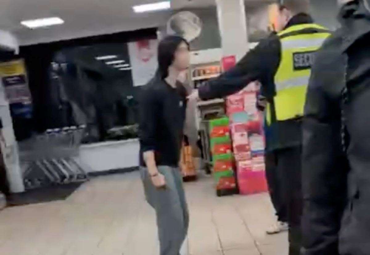 Two teenagers arrested after footage shows security guard at Tesco Express in St Lawrence, Ramsgate allegedly being threatened