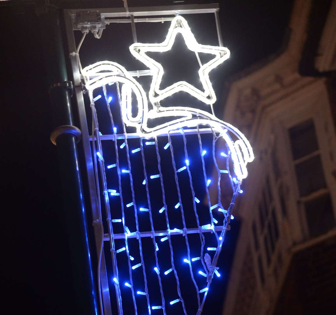 The festive lights were previously installed in Sittingbourne High Street. Picture: Chris Davey.