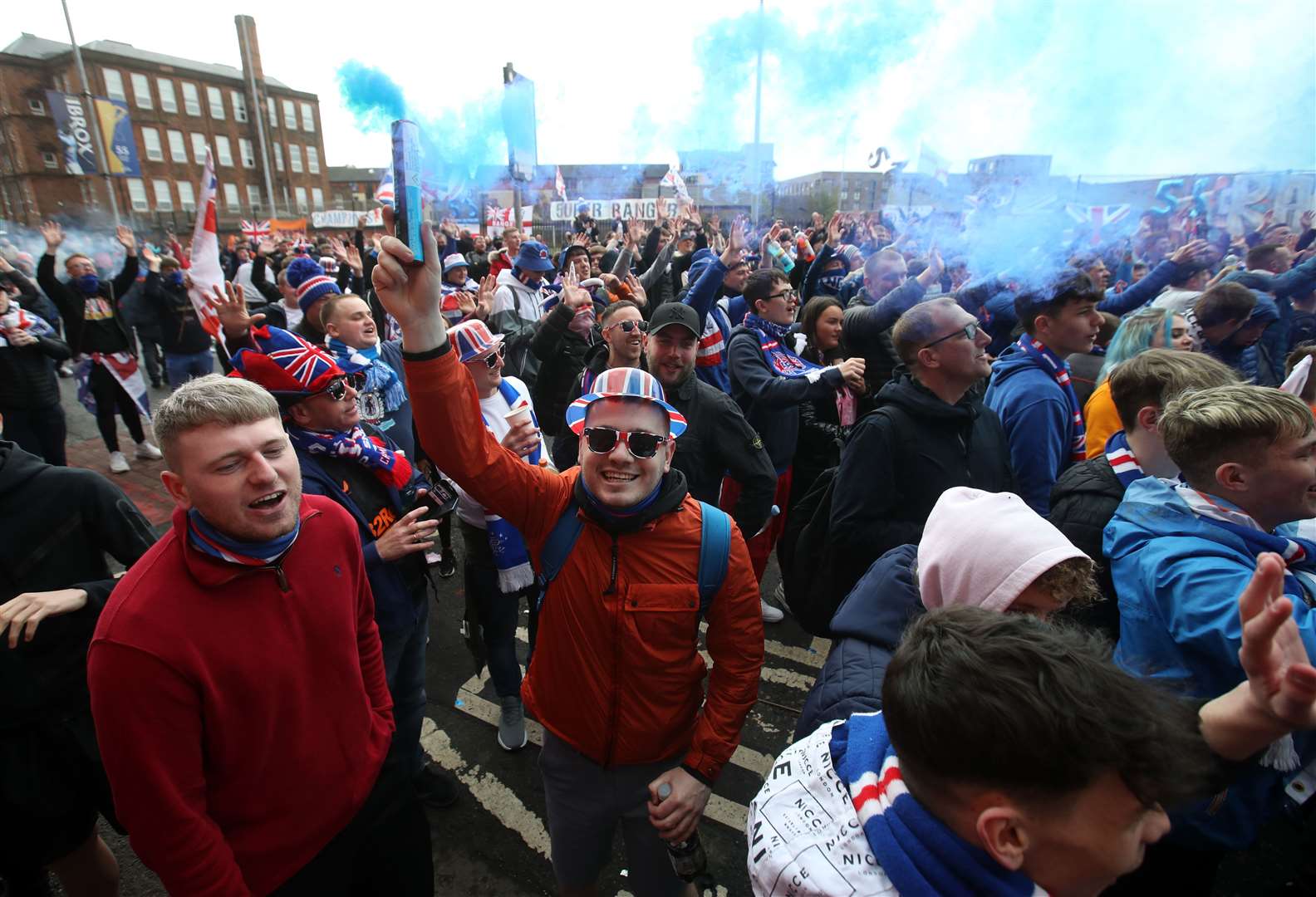 Rangers fans outside Ibrox on Saturday (Andrew Milligan/PA)