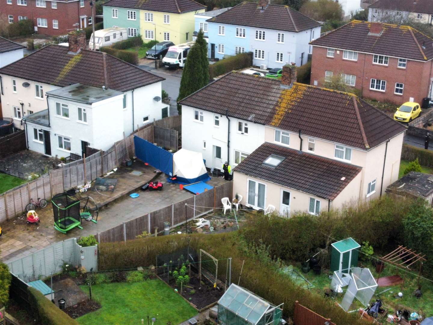 A police forensic tent at the scene of the incident in Blaise Walk, Sea Mills (Ben Birchall/PA)