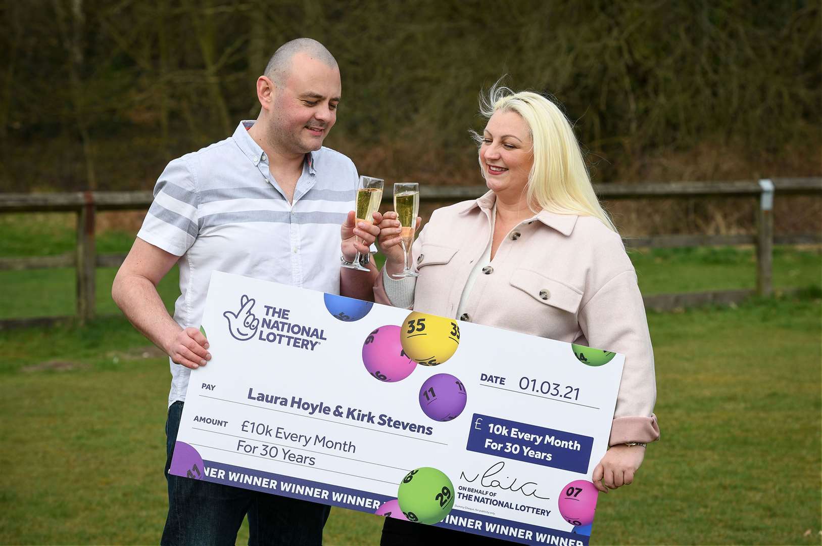 Kirk Stevens and Laura Hoyle won the top prize on the Set For Life draw on March 1 (National Lottery/PA)