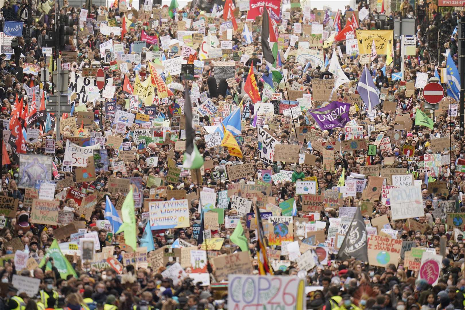 Demonstrators attend the Fridays for Future Scotland march through Glasgow (Danny Lawson/PA)