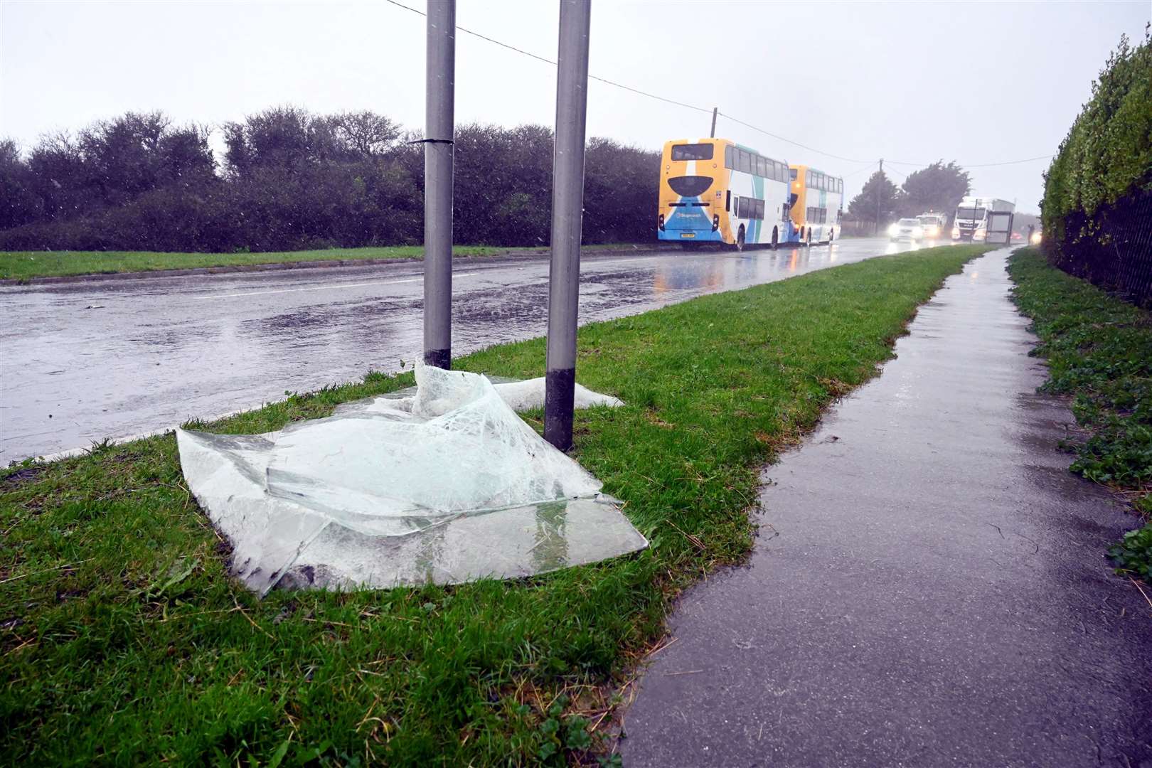 The windscreen were left shattered by the storm. Picture: Barry Goodwin