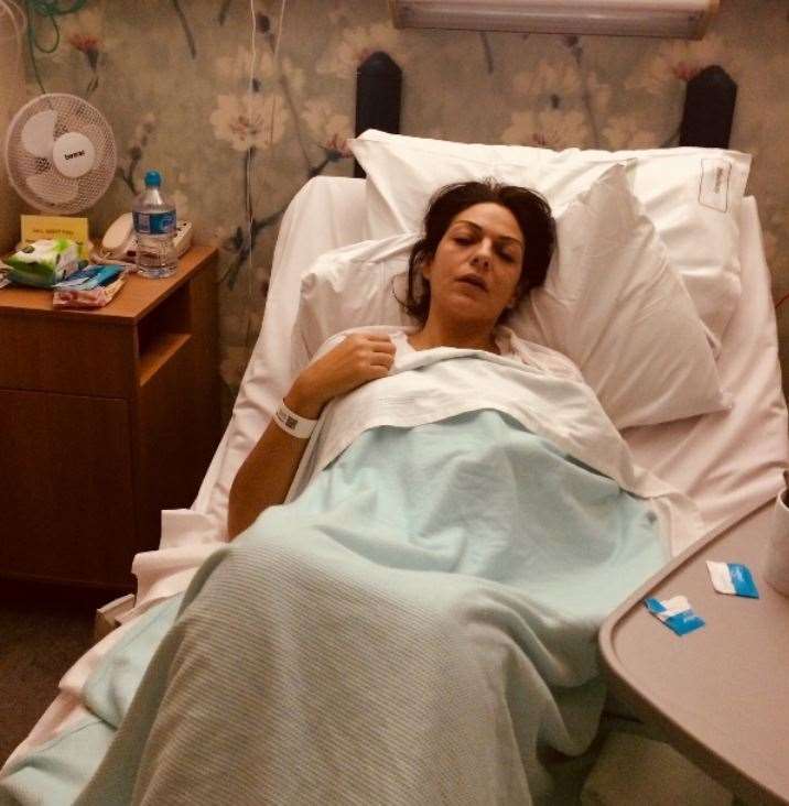 The jury has been shown this picture of Nicole Elkabbass in hospital, which the prosecution say was taken following a routine operation to remove her gall bladder