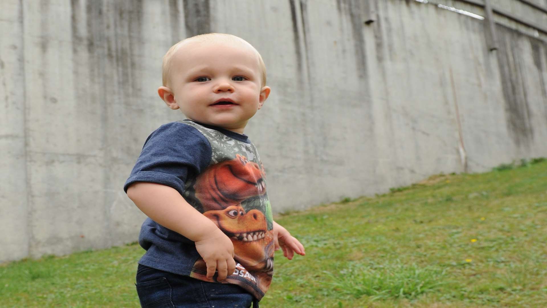 Baby Alfie Haughey in the garden. Picture: Steve Crispe