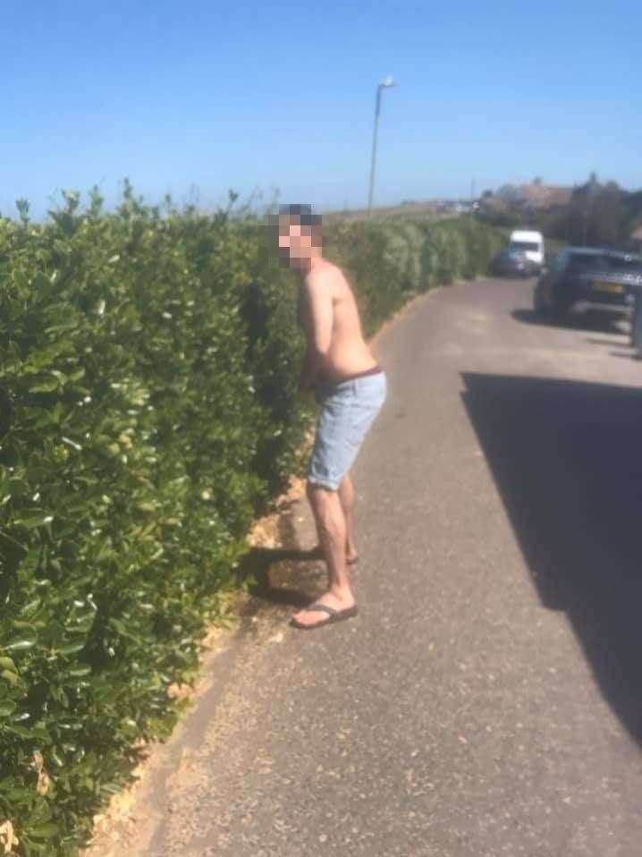 A man is caught short and uses a bush as a toilet. Picture: Friends of Botany Bay and Kingsgate