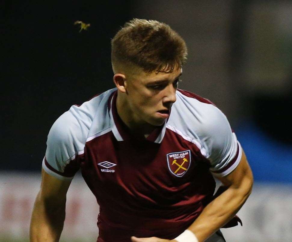 West Ham right-back Harrison Ashby - son of ex-Gills man Barry Ashby - looked the part at Priestfield Picture: Andy Jones