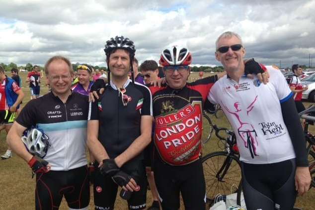 Nick Billingham, Robert Edge, Philip Barden and Roger Maddams at the start line