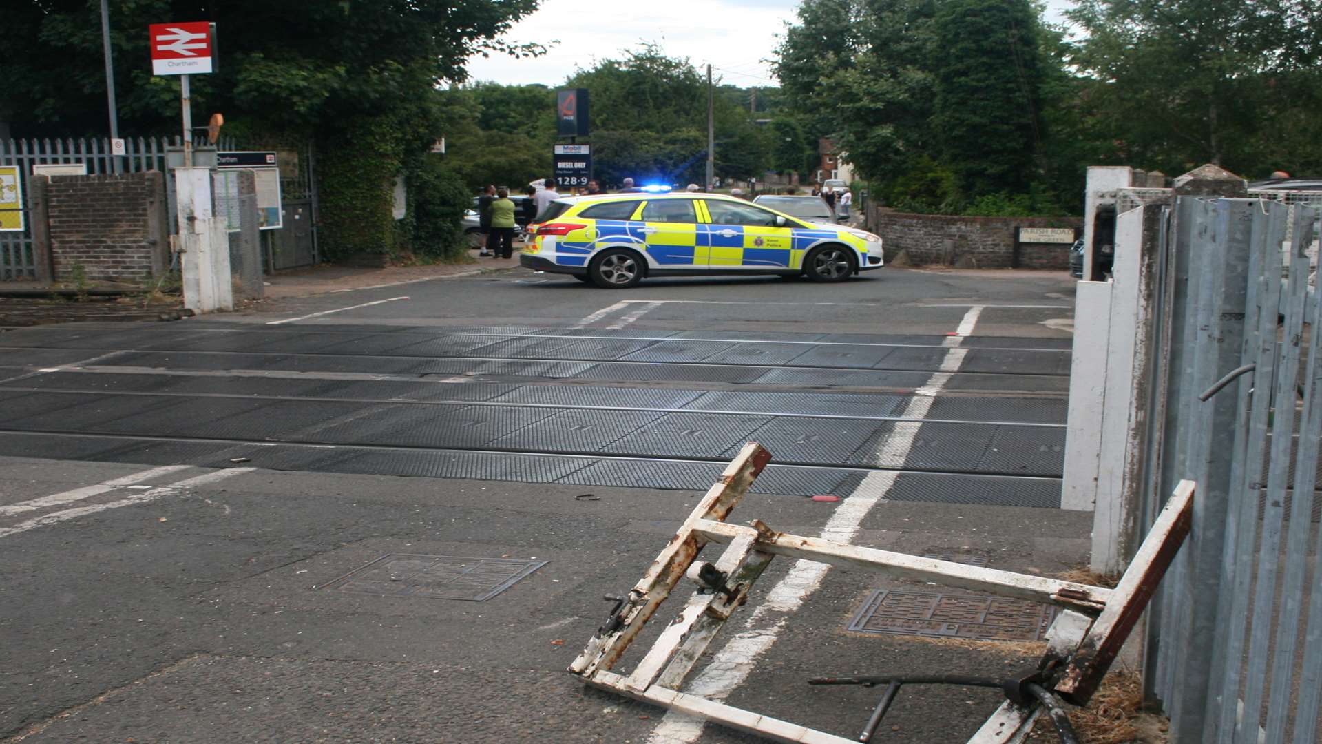 Police at the scene of the crash