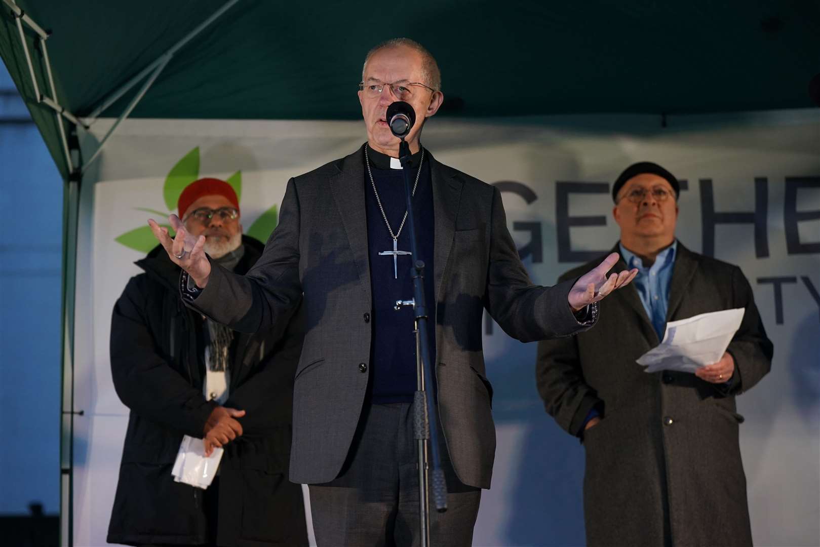 Justin Welby speaks at the anti-hate vigil (Yui Mok/PA)