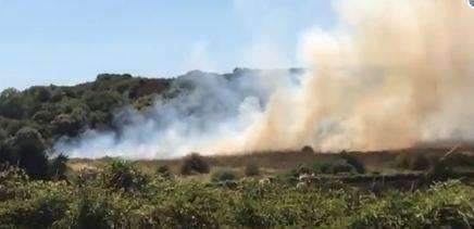 The fire in a field in Hartley