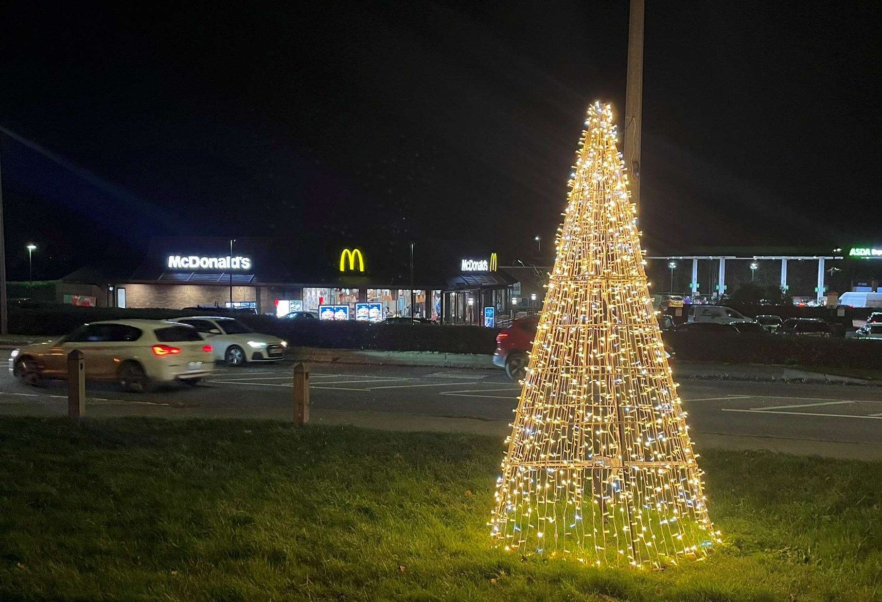 One of Bobbing Parish Council's LED Christmas trees, similar to the one opposite Bobbing McDonald's, has been taken. Picture: Joe Crossley