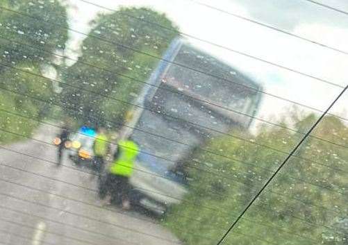 The bus became stuck in Canterbury Road, just before Elham Valley Road. Picture: Zoe Pay