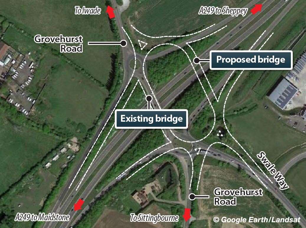 What the Grovehurst roundabout on the A249 could look like if government funding is approved