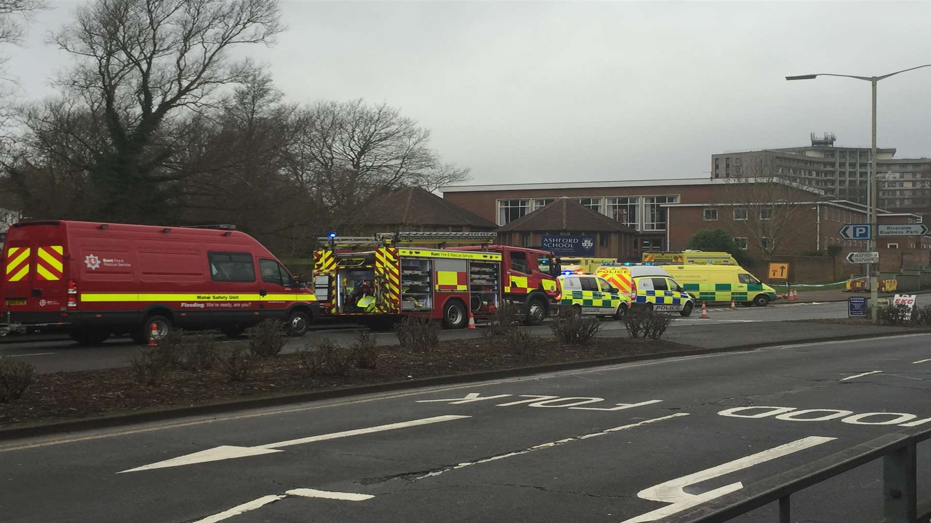 Emergency servies combined forces to pull the body from the water at East Hill, Ashford