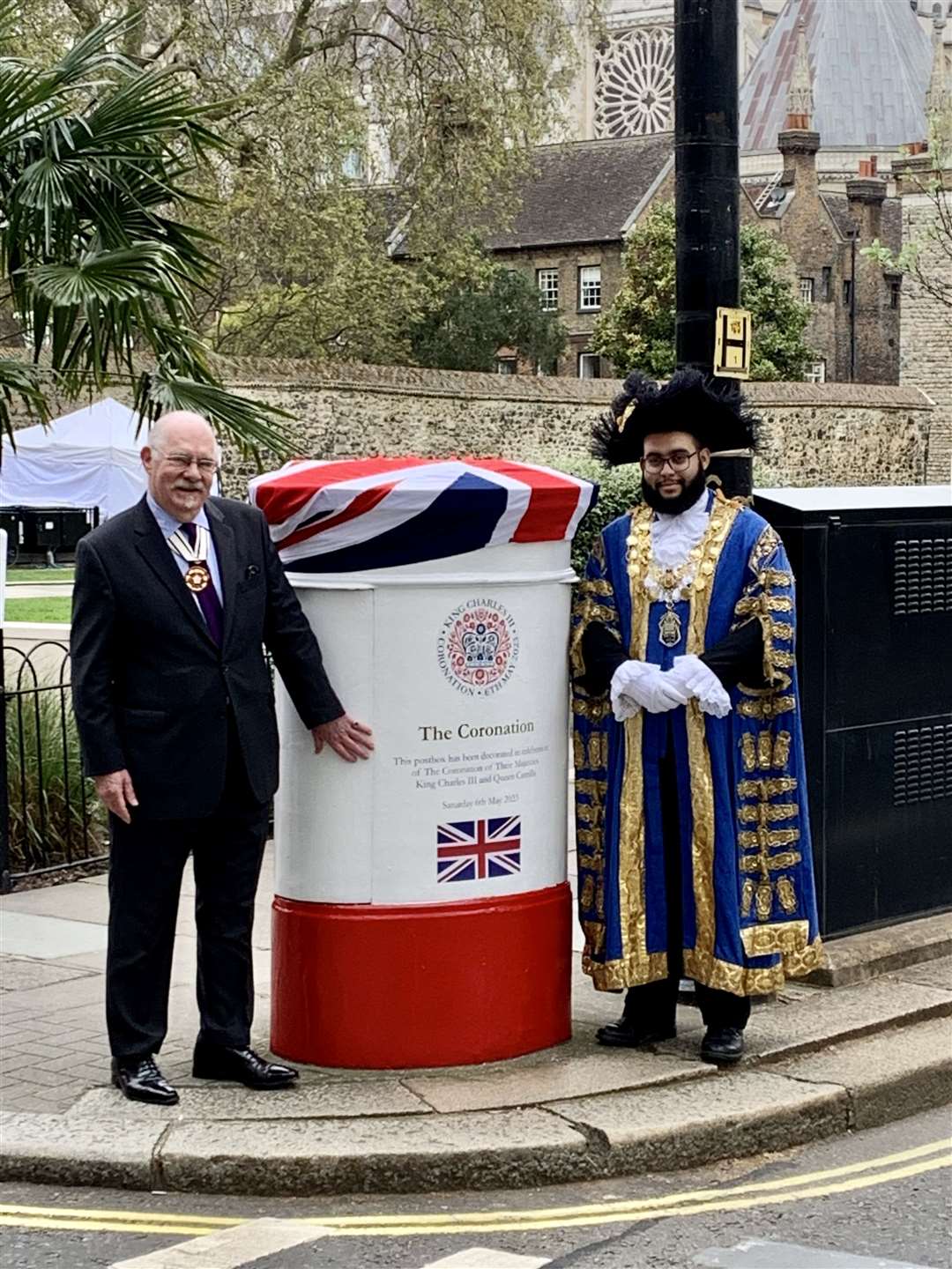 The Lord Mayor of Westminster unveiled one of only four coronation post boxes (Westminster City Council/PA)