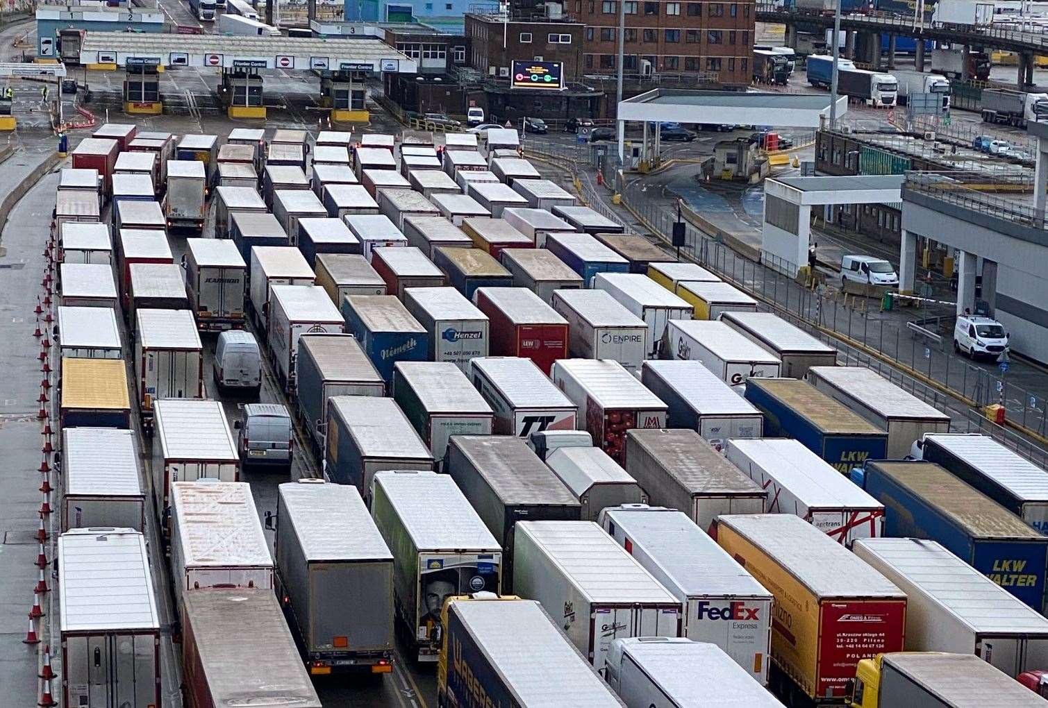 Lorries queue at the Port of Dover. Picture: Barry Goodwin