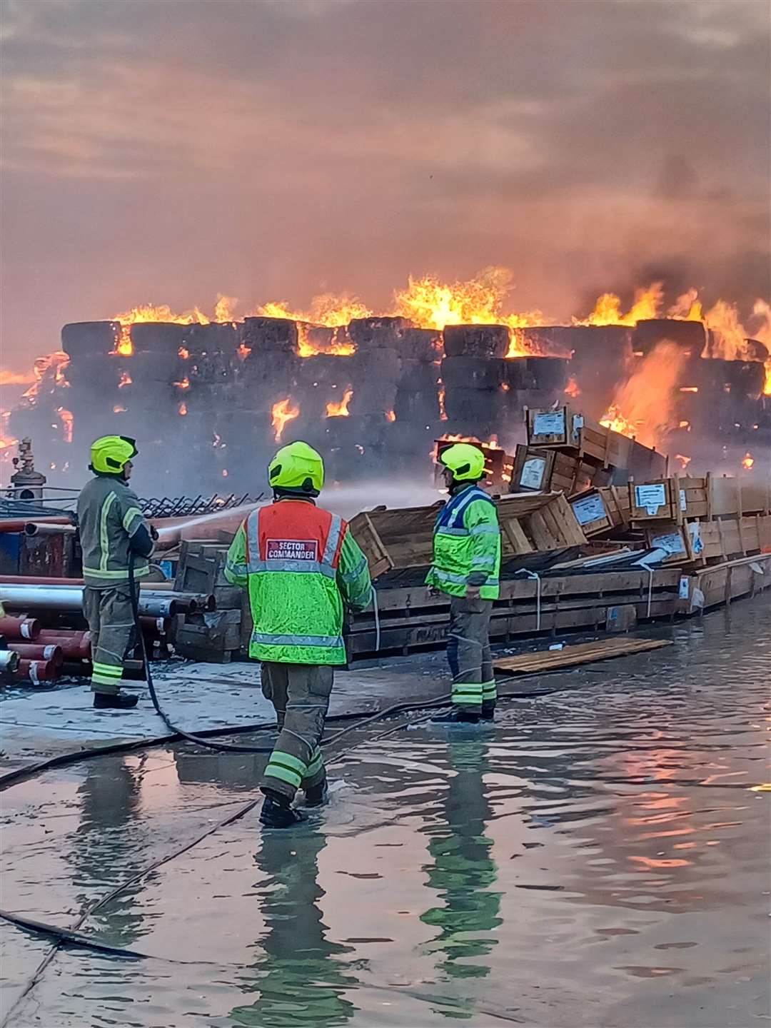 Firefighters tackling the Nechells recycling blaze (West Midlands Fire Service/PA)