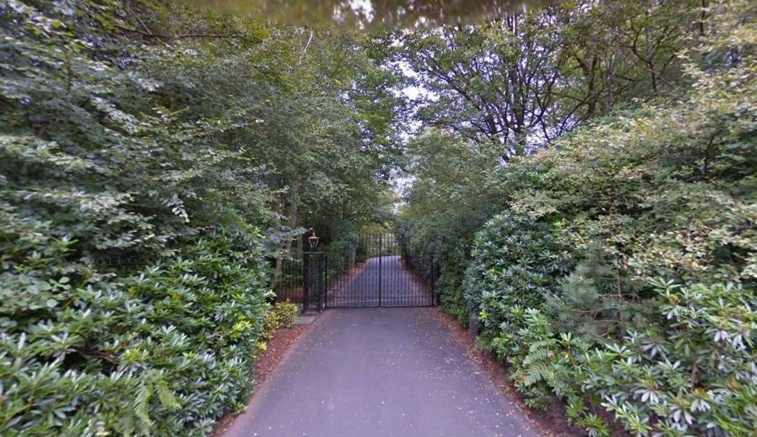 The wrought-iron gates of the private country estate near Sevenoaks. Picture: Google Street View
