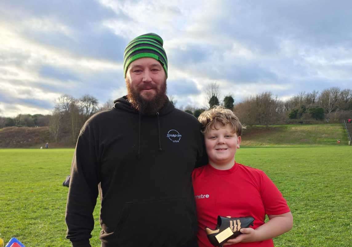 Ian Rudland with his son Stanley at Medway Soccer Academy. Picture: Ian Rudland