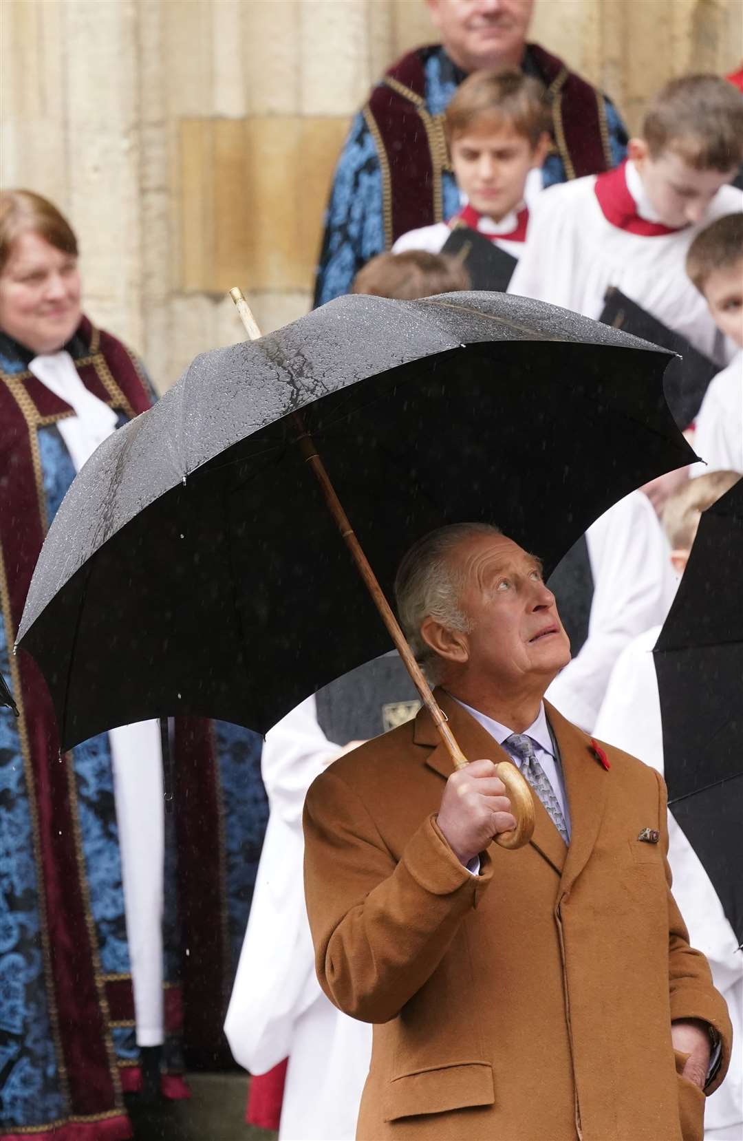 The King at the unveiling of a statue of his mother, Queen Elizabeth II, at York Minster (Jacob King/PA)