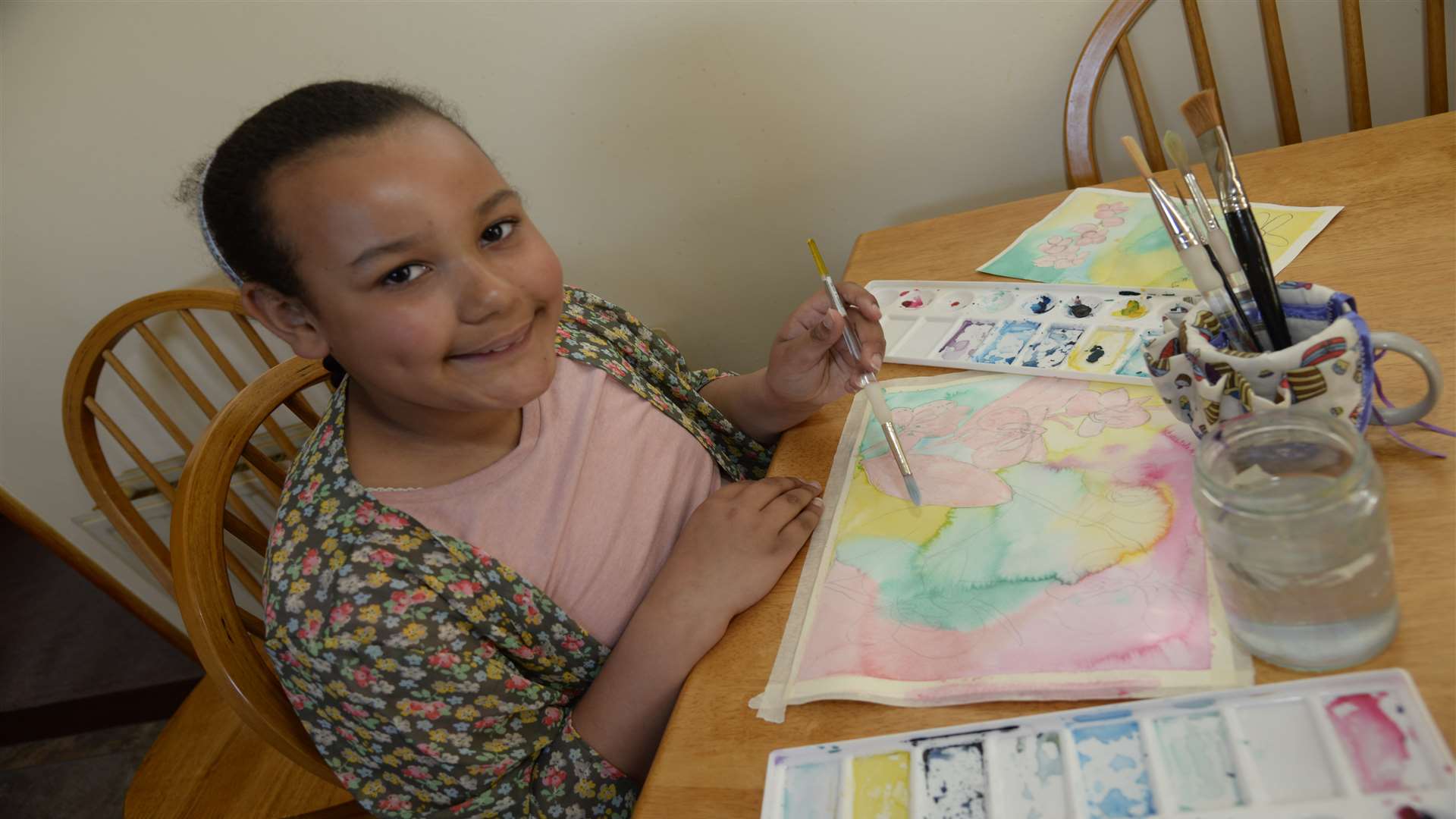 Amber Butler, eight, of Augustine Road, Minster who has produced a painting which will go on display at the Turner Contemporary Art Gallery in Margate