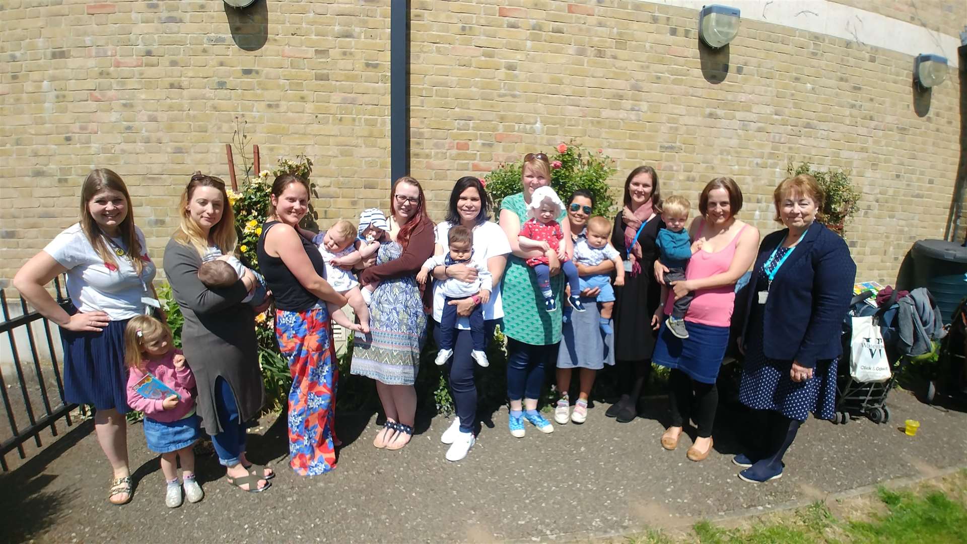 Hannah Croft (left) and Lyn Scazafabo (on the right) from PS Breastfeeding with mums at the breastfeeding session at St Andrew's Church in Canterbury. (10528474)