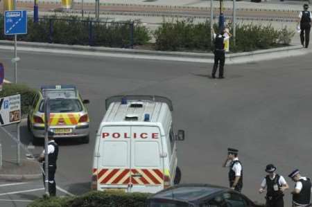 At the height of the drama the area was deserted, apart from police. Picture: NICK JOHNSON