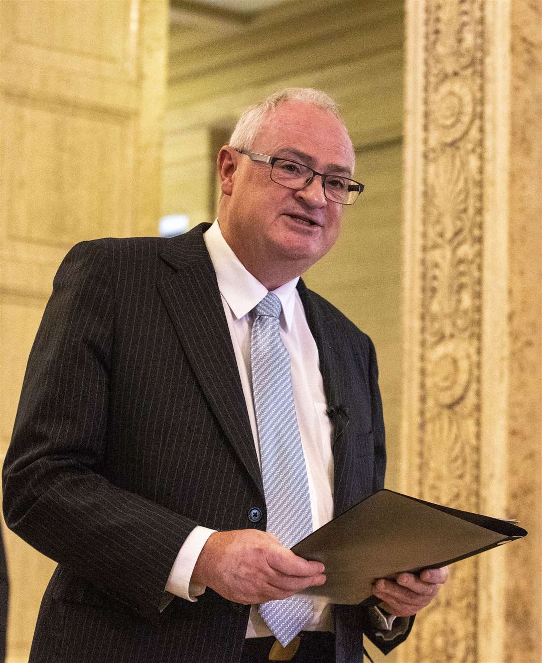 Steve Aiken during his first media appearance after resigning as leader of the UUP (Liam McBurney/PA)