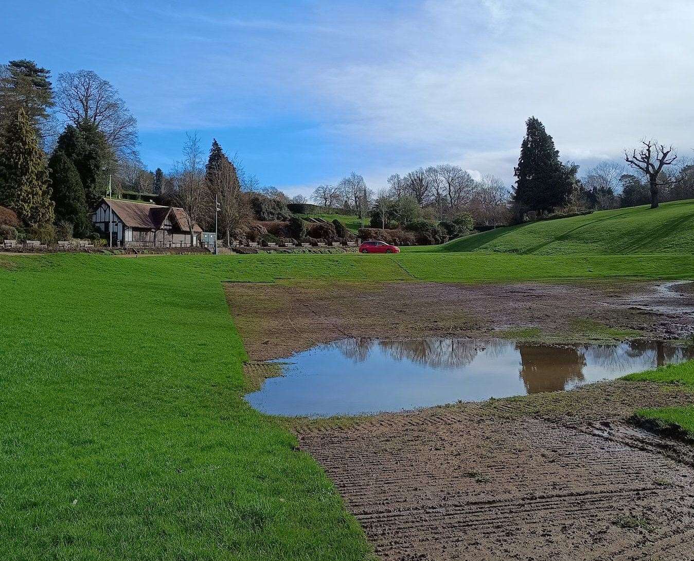 The grass in Calverley Grounds after the removal of last year's Ferris wheel and ice rink. Picture: Nicholas Pope