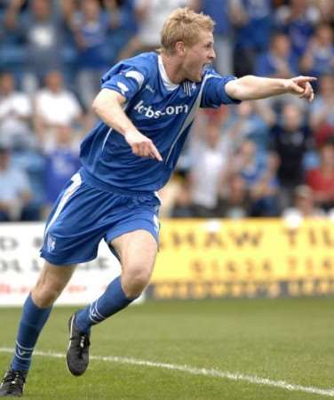 Match-winner Gary Mulligan celebrates the first of his two goals. Picture: GRANT FALVEY