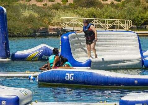 The aqua park at St Andrews Lakes iin Halling. Picture: Aquaglide Aquaparks