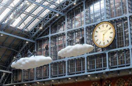 The cloud sculpture at St Pancras International station.