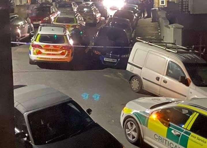 Police and ambulance in Hamerton Road, Northfleet