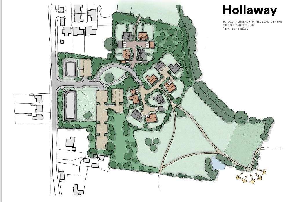 A masterplan of how the GP and houses scheme could be laid out