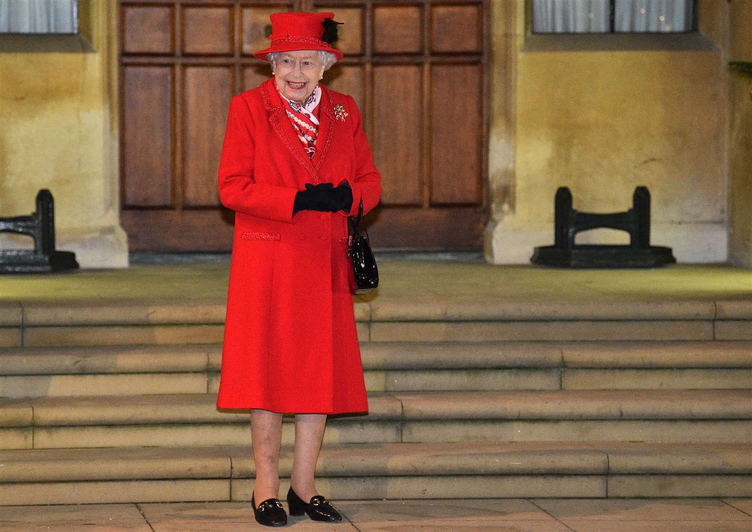 The Queen in the quadrangle at Windsor Castle (Glyn Kirk/PA)