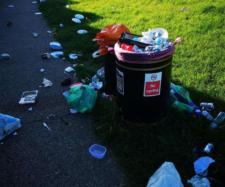 Litter behind beach huts in Spa Esplanade, Hampton, on June 30. Pic: Alison Holness