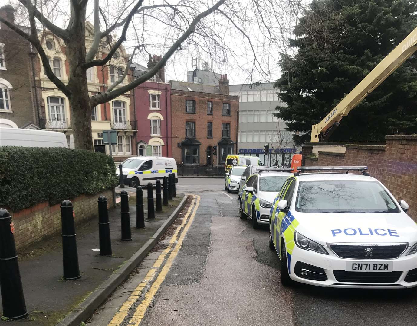 Police vehicles in Orange Terrace, off Star Hill, Rochester