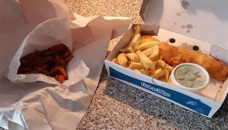 Cod and chips with a side of sweet potato fries from The Chippy. Photo: Sean Delaney