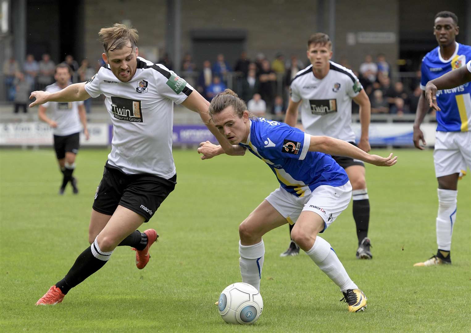 Dartford's Tom Murphy battles for possession. Picture: Andy Payton