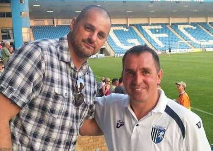 Gillingham supporter Graham Perry with former title-winning boss Martin Allen