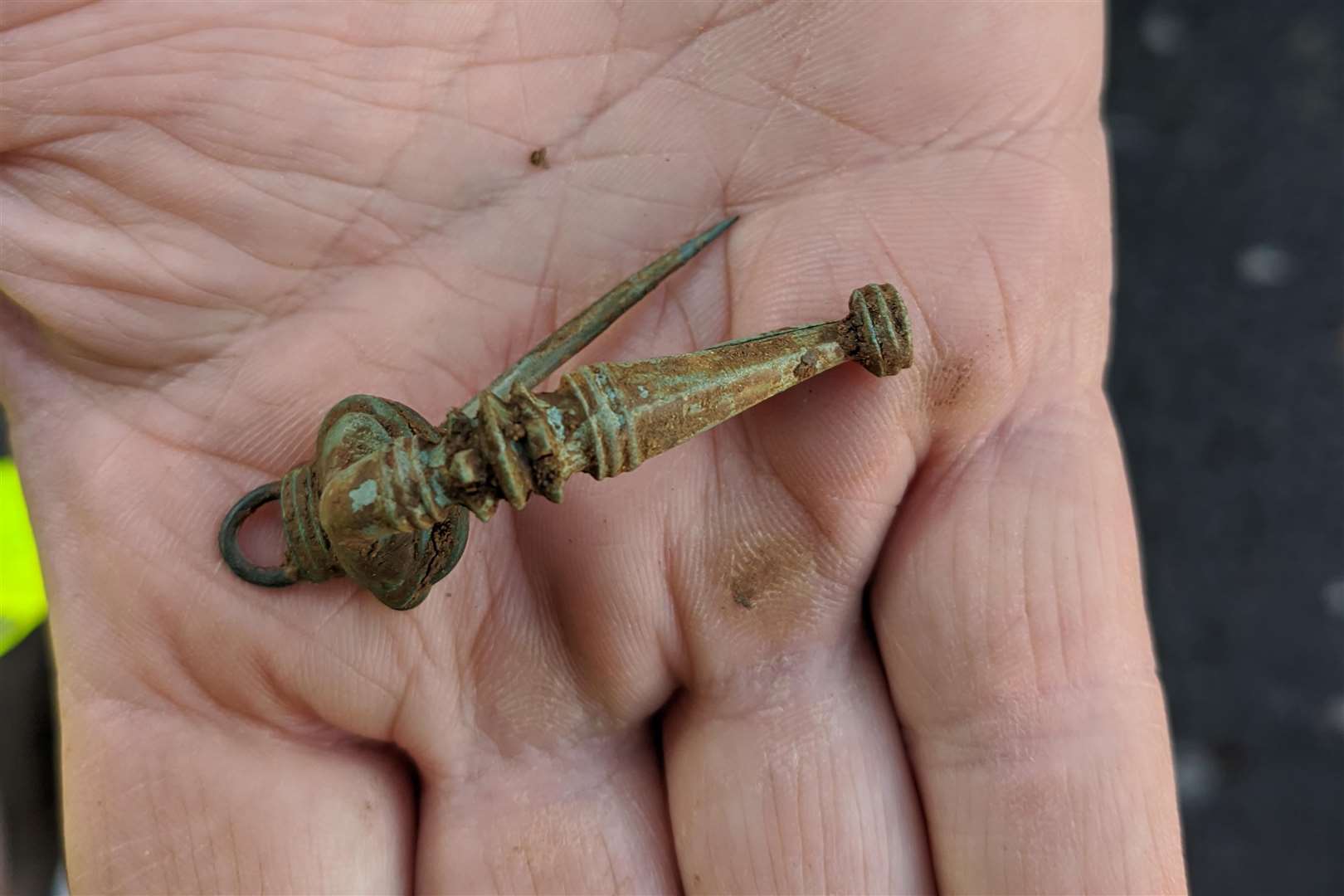 A brooch was also discovered as part of early survey works (Highways England/PA)